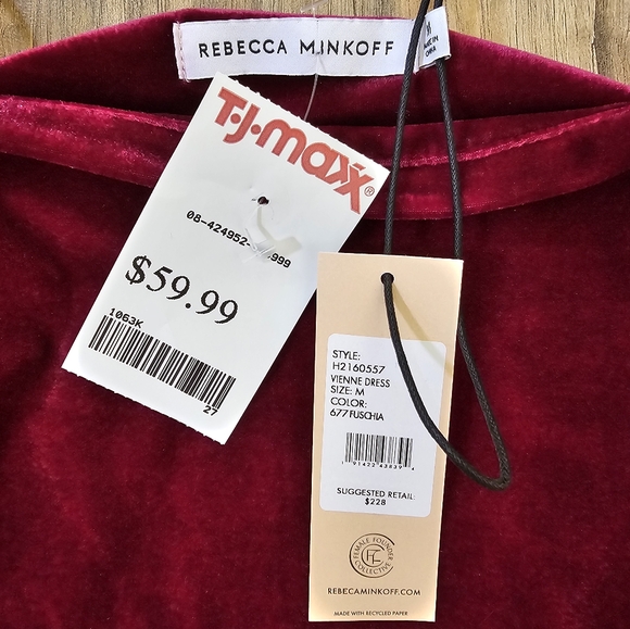 New REBECCA MINKOFF Vienne Velvet Fushia Mini Dress - Picture 5 of 11